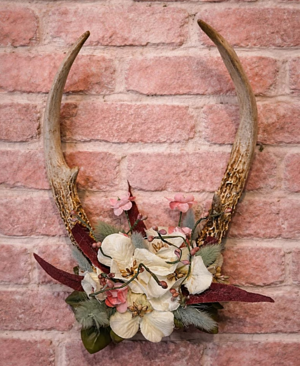 Authentic Deer Antler Wall Decor with Floral