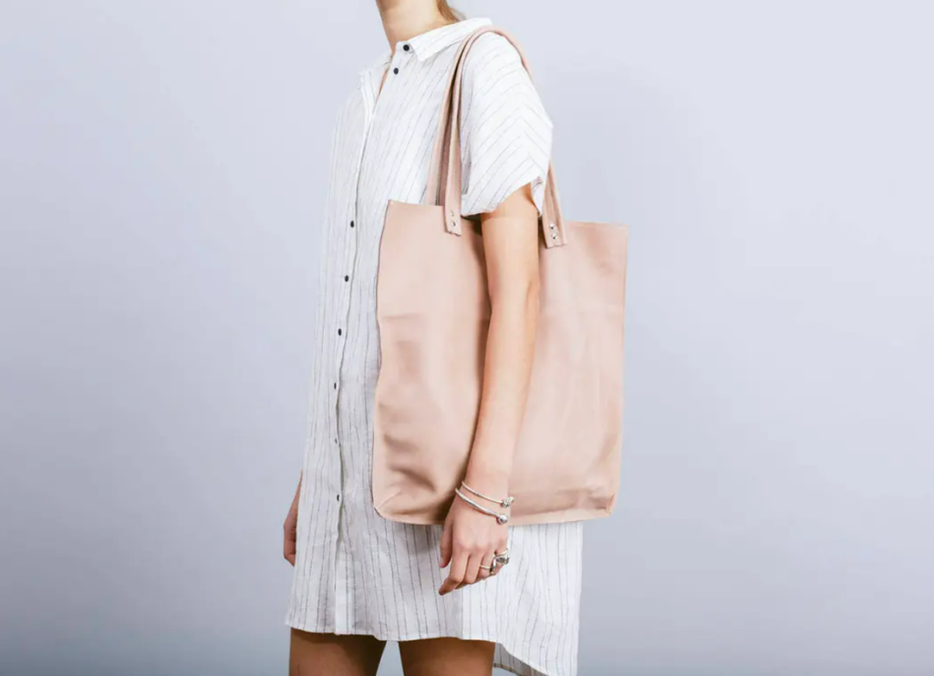 nude leather tote