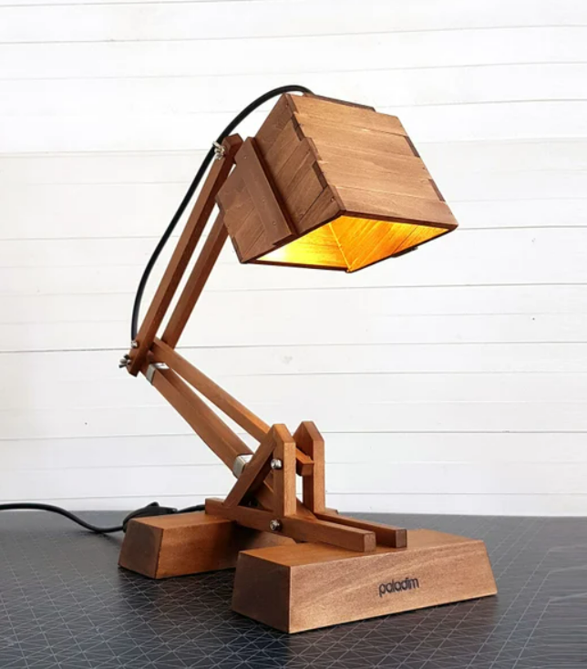 wooden desk reading lamp