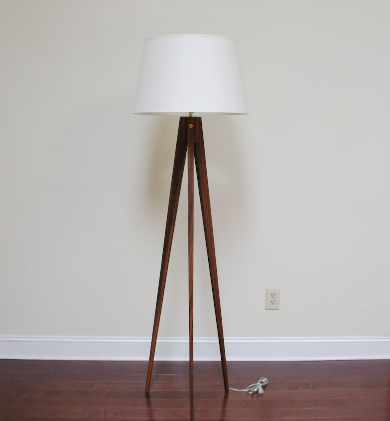 walnut tripod floor lamp