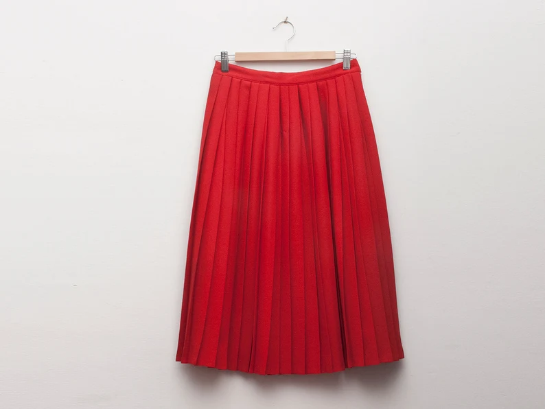 vintage red pleated skirt