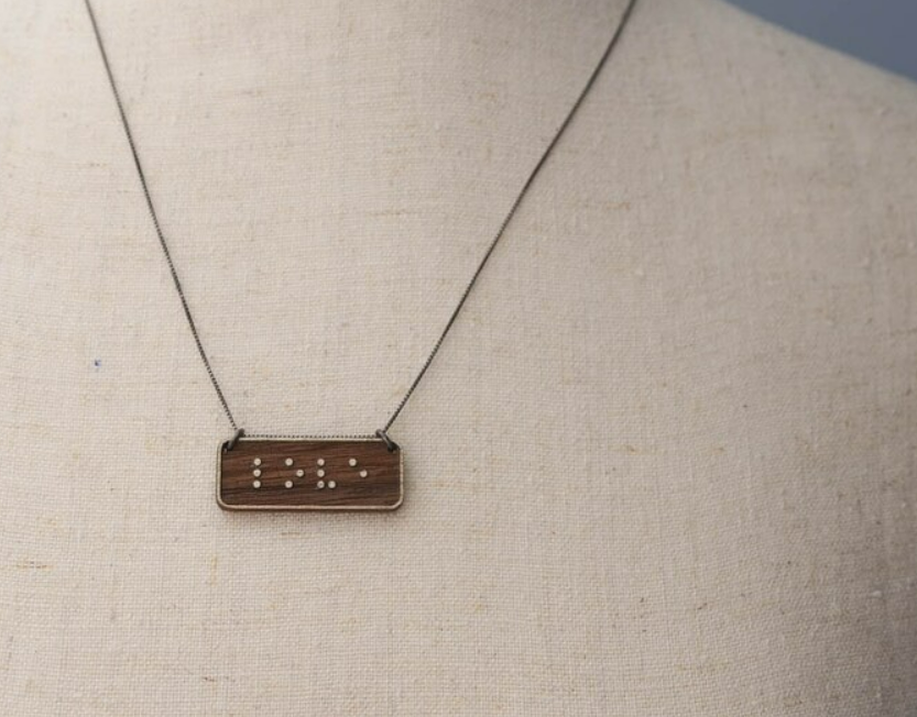 LOVE braille necklace