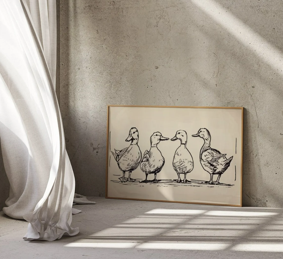 "Quaint Quartet" ducks illustration