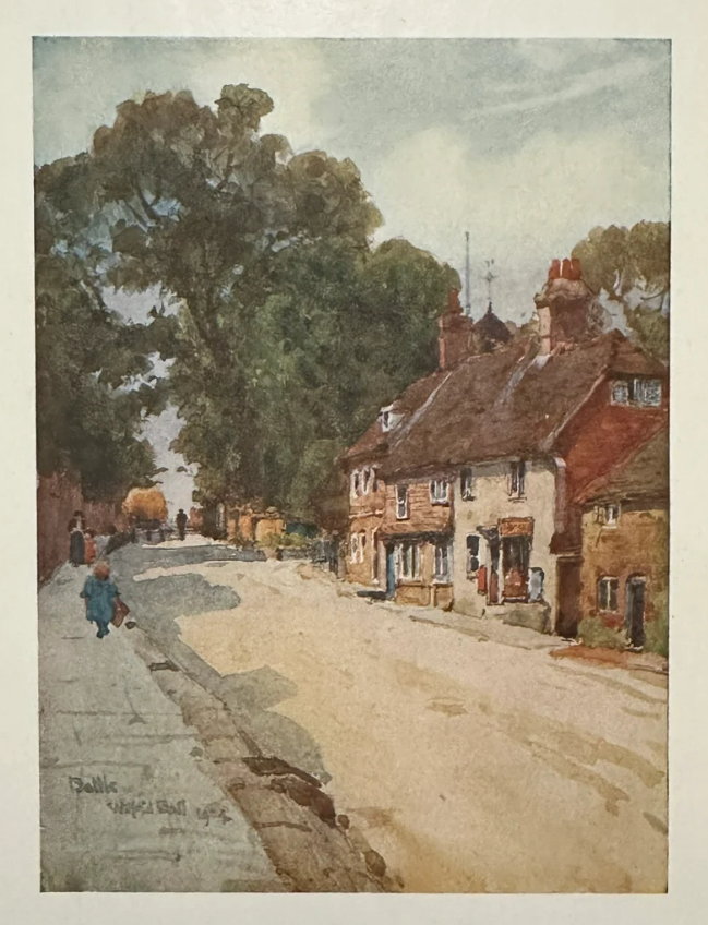 Sussex village watercolour painting