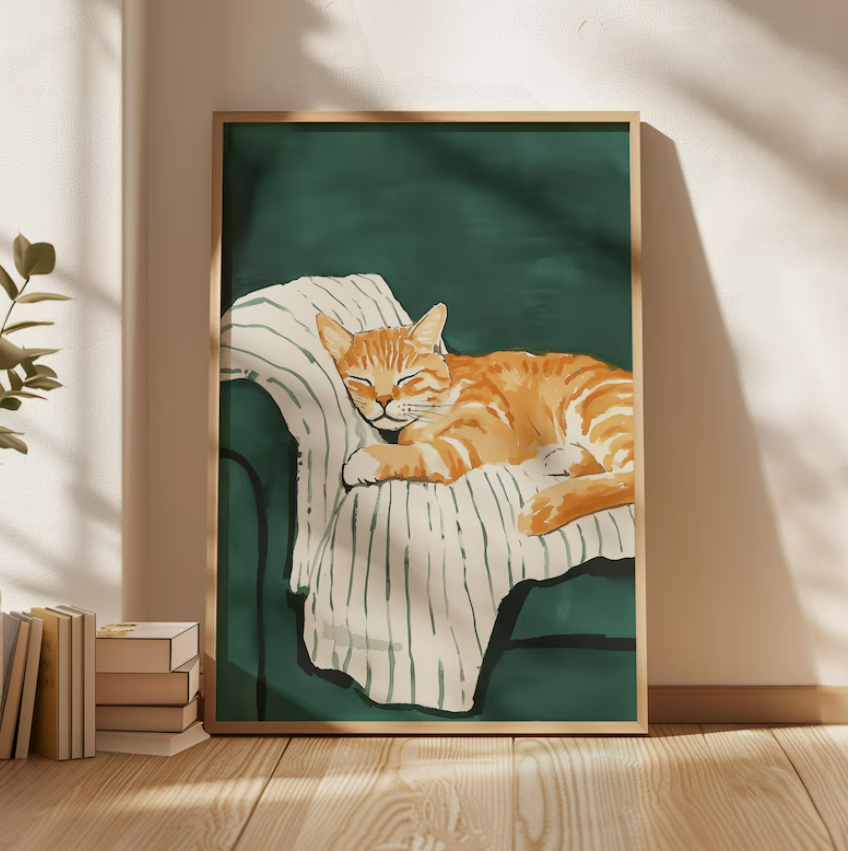 cozy cat art print