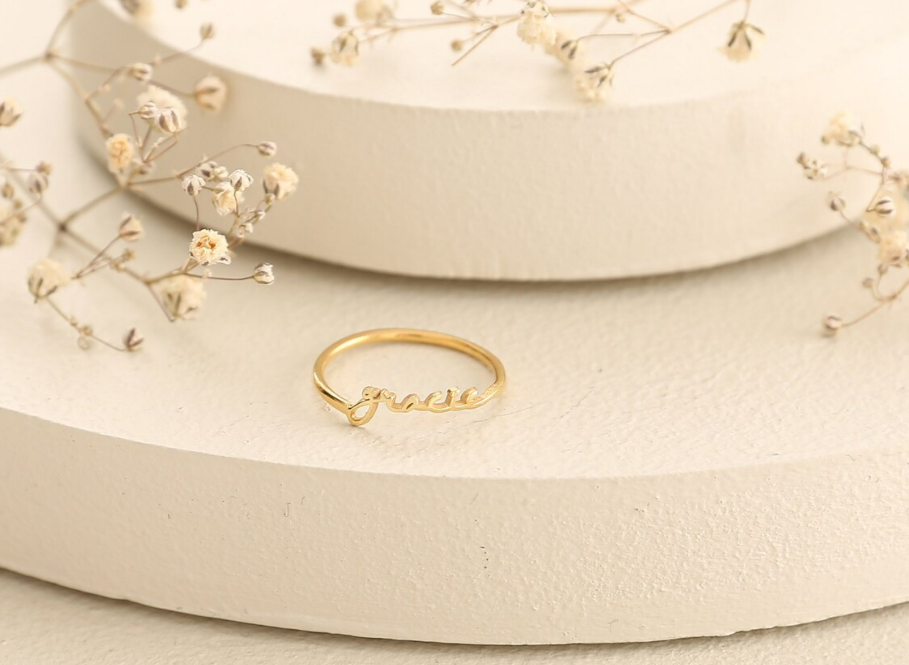 dainty signature personalized ring