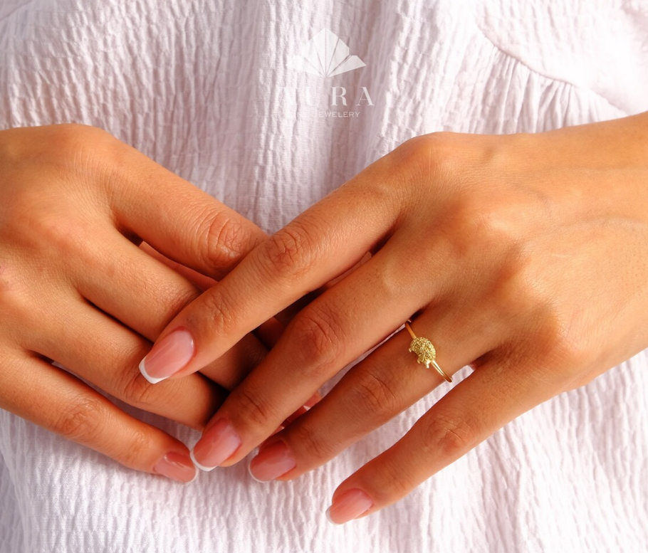 14K Gold Hedgehog Ring