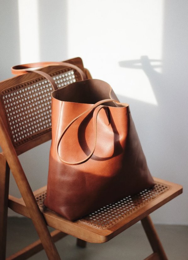 cognac brown leather tote