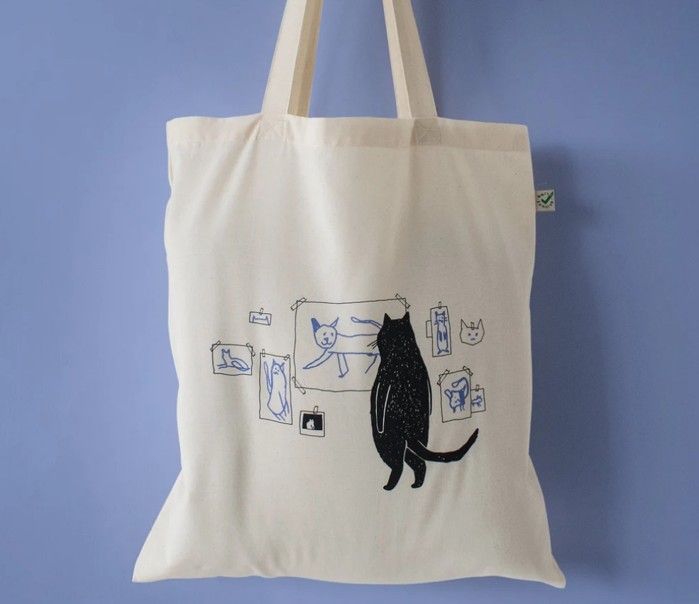 gallery cat organic cotton tote bag