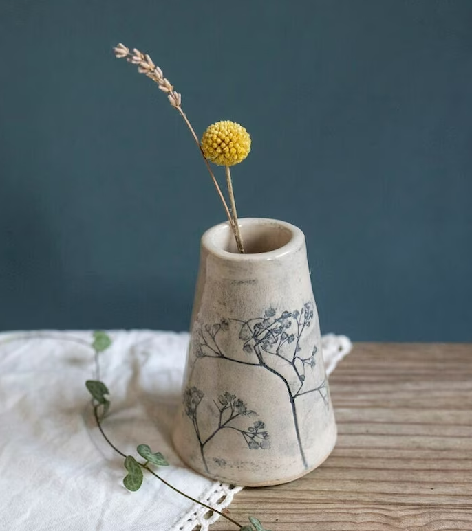 stoneware wild flower bud vase