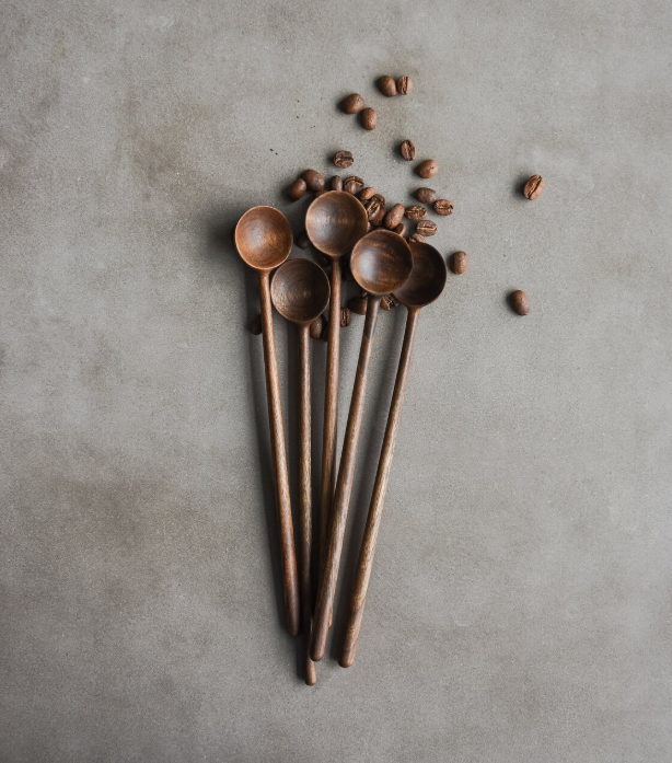 walnut hand carved long spoons