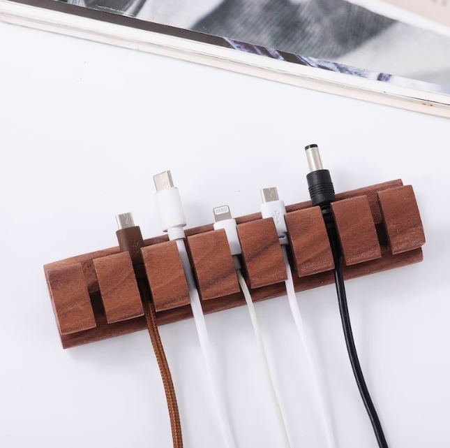 wood cables and cord organizer